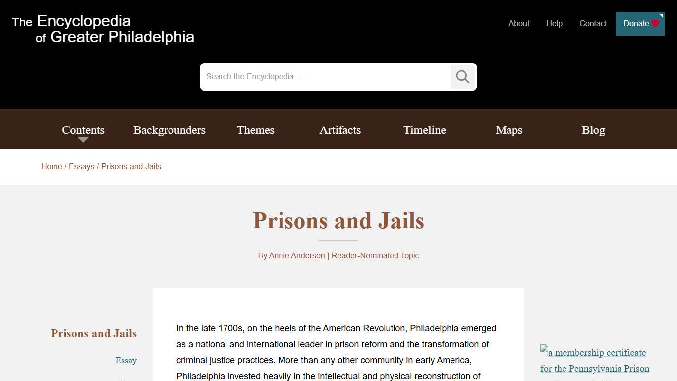 Prisons and Jails - Encyclopedia of Greater Philadelphia